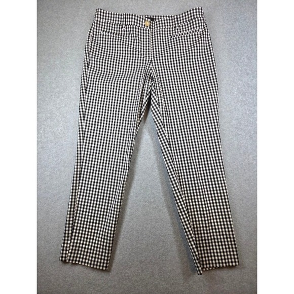 Ann Taylor Pants - Ann Taylor Black White Gingham Ankle Pants Size 4 Stretch Cotton Slim Trousers